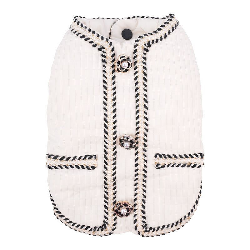 HKM-713747 Warm Quilted Coat for Pets in Black, White, and Light Purple - Available in Sizes S to 2XL