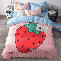 HKM-713939 Cartoon Four-Piece Cotton Duvet Cover Set for 1.8m Bed - Modern Twill Weave Design