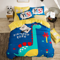 HKM-713939 Cartoon Four-Piece Cotton Duvet Cover Set for 1.8m Bed - Modern Twill Weave Design