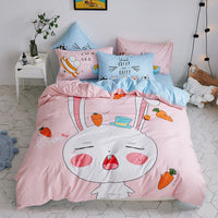 HKM-713939 Cartoon Four-Piece Cotton Duvet Cover Set for 1.8m Bed - Modern Twill Weave Design