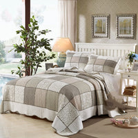 HKM-713939 Washed Pure Cotton Quilted Three-Piece Bedding Set with Non-Slip Design