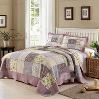 HKM-713939 Washed Pure Cotton Quilted Three-Piece Bedding Set with Non-Slip Design