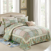 HKM-713939 Washed Pure Cotton Quilted Three-Piece Bedding Set with Non-Slip Design
