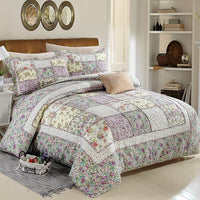HKM-713939 Washed Pure Cotton Quilted Three-Piece Bedding Set with Non-Slip Design