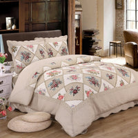 HKM-713939 Washed Pure Cotton Quilted Three-Piece Bedding Set with Non-Slip Design