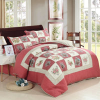 HKM-713939 Washed Pure Cotton Quilted Three-Piece Bedding Set with Non-Slip Design