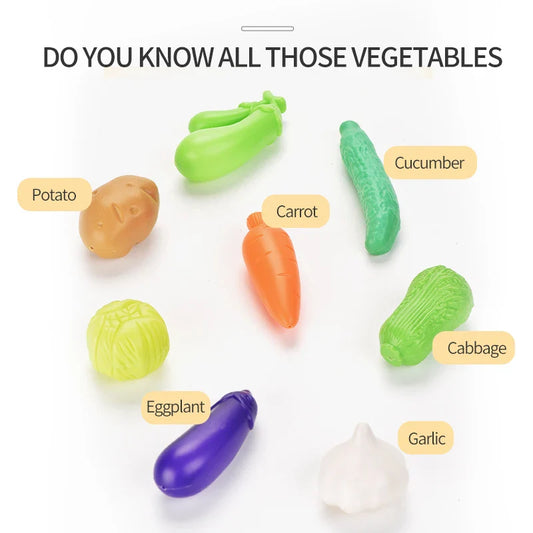 KTX-714195 Large Capacity Shopping Basket Toy Set for Pretend Play with Fruit and Vegetables for Kids Ages 3+