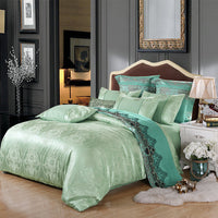 HKM-714259 Elegant Satin Jacquard Four-Piece Bedding Set in Silk Cotton Blend