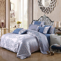 HKM-714259 Elegant Satin Jacquard Four-Piece Bedding Set in Silk Cotton Blend