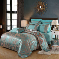 HKM-714259 Elegant Satin Jacquard Four-Piece Bedding Set in Silk Cotton Blend