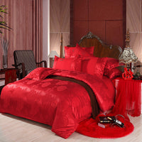 HKM-714259 Elegant Satin Jacquard Four-Piece Bedding Set in Silk Cotton Blend