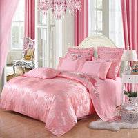 HKM-714259 Elegant Satin Jacquard Four-Piece Bedding Set in Silk Cotton Blend