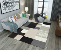 HKM-714323 Geometric Rectangular Polyester Coffee Table Carpet - Machine Washable Modern Design