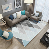 HKM-714323 Geometric Rectangular Polyester Coffee Table Carpet - Machine Washable Modern Design