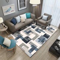 HKM-714323 Geometric Rectangular Polyester Coffee Table Carpet - Machine Washable Modern Design