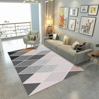 HKM-714323 Geometric Rectangular Polyester Coffee Table Carpet - Machine Washable Modern Design