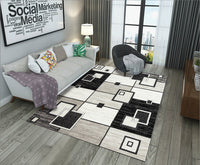 HKM-714323 Geometric Rectangular Polyester Coffee Table Carpet - Machine Washable Modern Design