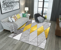 HKM-714323 Geometric Rectangular Polyester Coffee Table Carpet - Machine Washable Modern Design