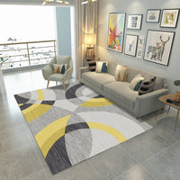 HKM-714323 Geometric Rectangular Polyester Coffee Table Carpet - Machine Washable Modern Design
