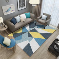 HKM-714323 Geometric Rectangular Polyester Coffee Table Carpet - Machine Washable Modern Design