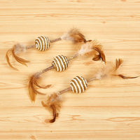 HKM-714387 Self-Pet Molar Tooth Cleaning Toy with Feather, Catnip, and Sisal for Cats