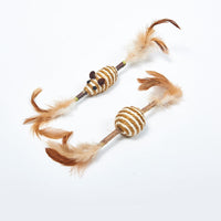 HKM-714387 Self-Pet Molar Tooth Cleaning Toy with Feather, Catnip, and Sisal for Cats