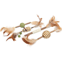 HKM-714387 Self-Pet Molar Tooth Cleaning Toy with Feather, Catnip, and Sisal for Cats