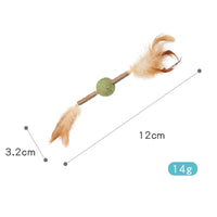 HKM-714387 Self-Pet Molar Tooth Cleaning Toy with Feather, Catnip, and Sisal for Cats