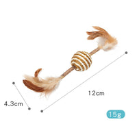 HKM-714387 Self-Pet Molar Tooth Cleaning Toy with Feather, Catnip, and Sisal for Cats