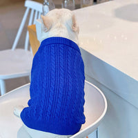 HKM-714515 Warm Woolen Bichon Corgi Winter Sweater in Blue for Large to 3XL Pets