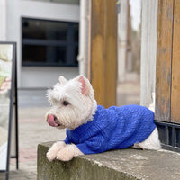 HKM-714515 Warm Woolen Bichon Corgi Winter Sweater in Blue for Large to 3XL Pets