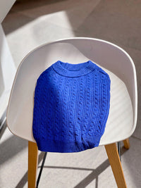 HKM-714515 Warm Woolen Bichon Corgi Winter Sweater in Blue for Large to 3XL Pets