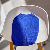 HKM-714515 Warm Woolen Bichon Corgi Winter Sweater in Blue for Large to 3XL Pets