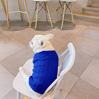 HKM-714515 Warm Woolen Bichon Corgi Winter Sweater in Blue for Large to 3XL Pets
