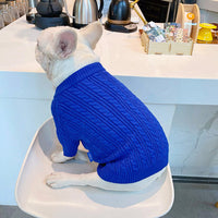 HKM-714515 Warm Woolen Bichon Corgi Winter Sweater in Blue for Large to 3XL Pets