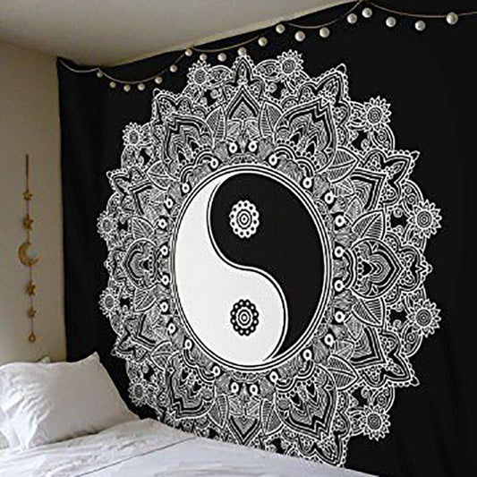 KTX-714643 Yin Yang Mandala Tapestry - 100% Polyester Wall Hanging Decor