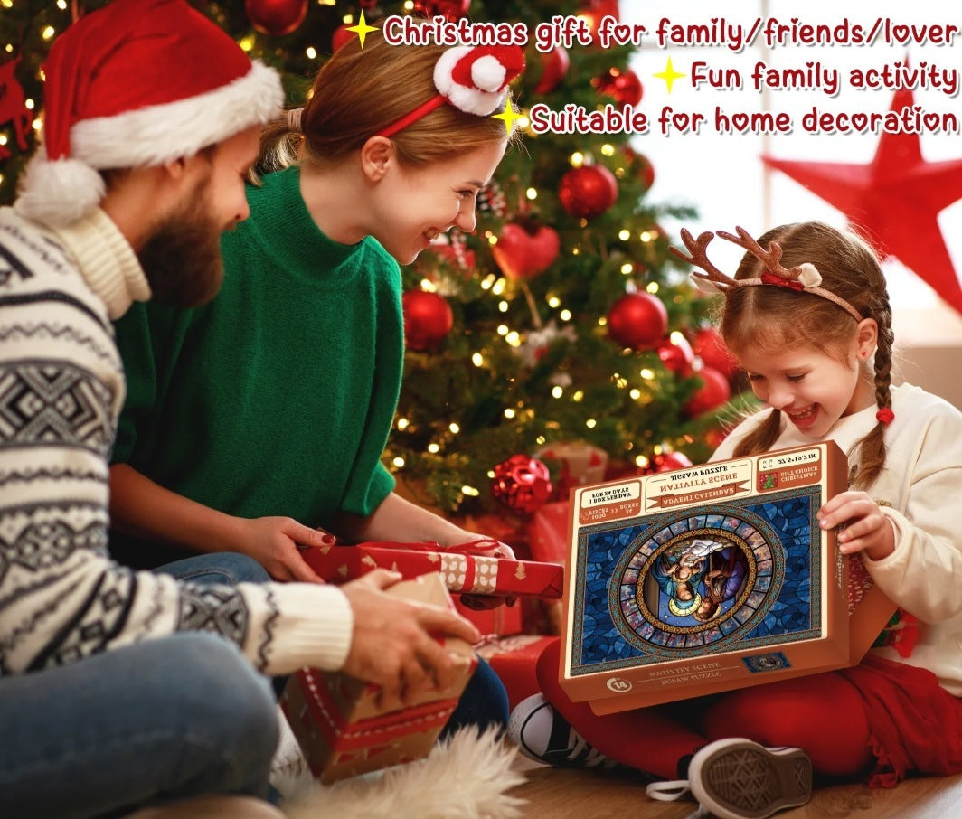 HKM-714707 Christmas Jesus Style Paper Advent Calendar Puzzle - 30x23x5.5cm