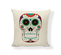 HKM-714771 Cartoon Skull Linen Pillow Cover - 45x45cm Cushion Cover