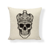 HKM-714771 Cartoon Skull Linen Pillow Cover - 45x45cm Cushion Cover