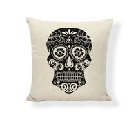 HKM-714771 Cartoon Skull Linen Pillow Cover - 45x45cm Cushion Cover