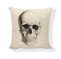 HKM-714771 Cartoon Skull Linen Pillow Cover - 45x45cm Cushion Cover