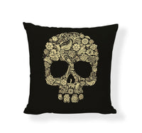 HKM-714771 Cartoon Skull Linen Pillow Cover - 45x45cm Cushion Cover