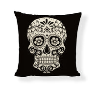 HKM-714771 Cartoon Skull Linen Pillow Cover - 45x45cm Cushion Cover