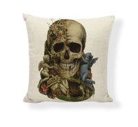 HKM-714771 Cartoon Skull Linen Pillow Cover - 45x45cm Cushion Cover
