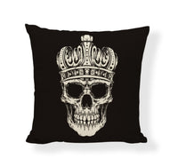 HKM-714771 Cartoon Skull Linen Pillow Cover - 45x45cm Cushion Cover