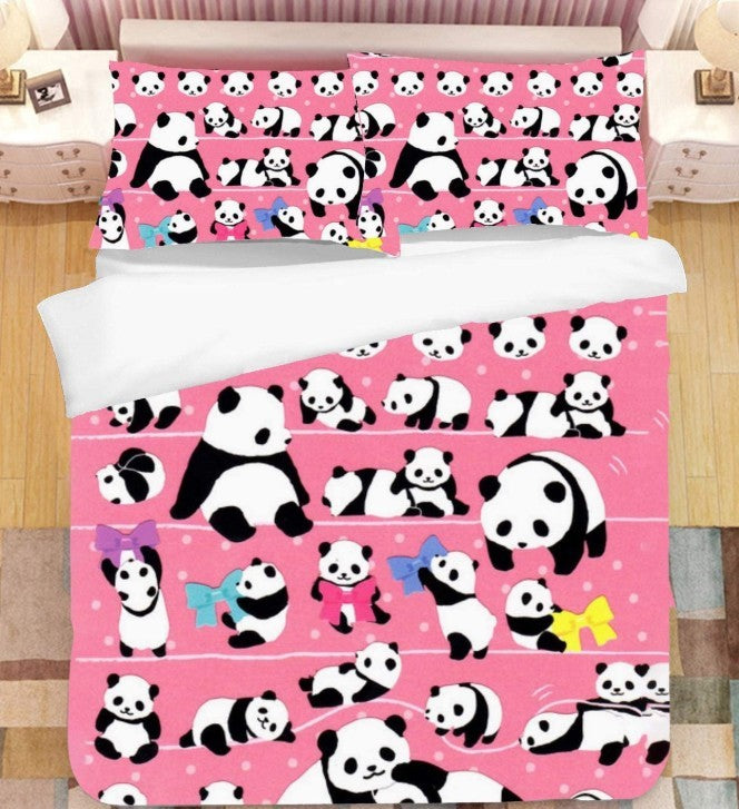 HKM-714771 Three-Piece Urban Stripe Cartoon Style Polyester Bedding Set