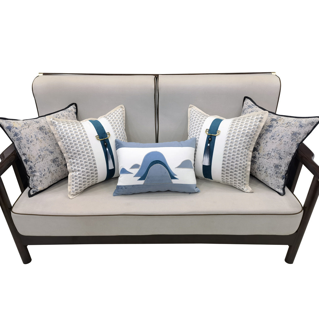 HKM-714899 New Chinese Modern Luxury Style Pillow - Blue 50x50cm & 35x50cm Options