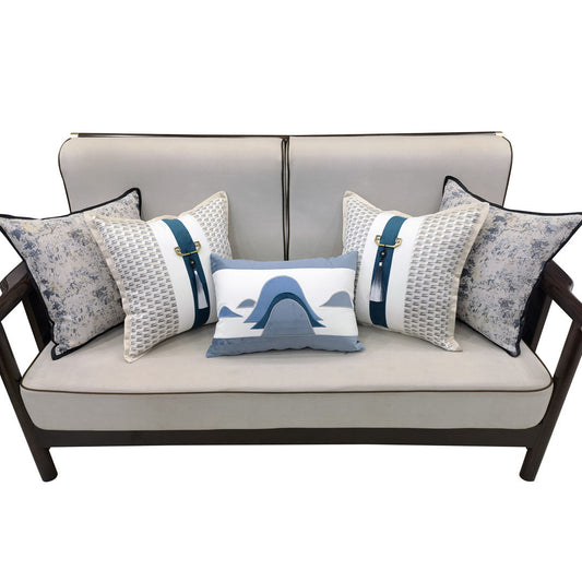 HKM-714899 New Chinese Modern Luxury Style Pillow - Blue 50x50cm & 35x50cm Options