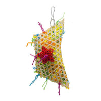 HKM-715027 Brushed Straw Toy for Birds - 20cm Diameter, 35cm Height with Hook