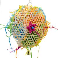 HKM-715027 Brushed Straw Toy for Birds - 20cm Diameter, 35cm Height with Hook